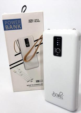 Power bank зарядное устройство на солнечной батарее 10000mah с индикатором заряда. цвет: белый