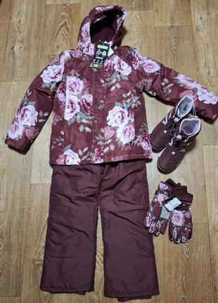 Комплект костюм childrens place зимний 3 в 1, варежки, сапоги
