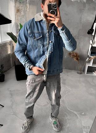 Синяя мужская теплая джинсовка