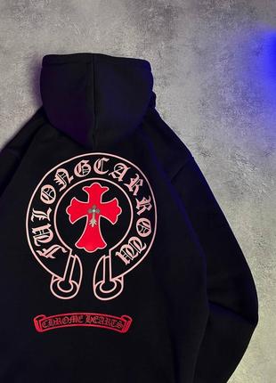 Чорне худі chrome hearts оверсайз
