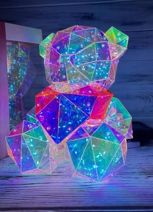 Кристаллический мишка голографический 3d led с сердцем