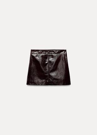 Кожаная короткая юбка бордовая zara new