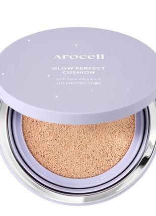 #23 тональный кушон с эффектом сияния (No23 natural beige ) arocell glow perfect cushion spf50+ pa+++