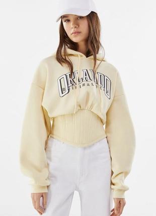 Жіноче худі толстовка з капюшоном з корсетом bershka