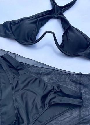 Купальник лиф на косточке, раздельный купальник с парео, купальник черный бюст на косточке2 фото