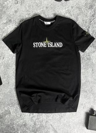 Мужская черная футболка stone island премиум качества