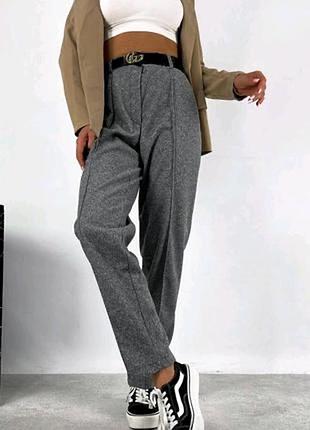 Брюки шерсть брюки серые утепленные с стрелами
