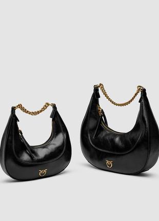 Pinko premium mini натуральна шкіра преміум якість брендова міні сумочка з комплектом чорна кожа