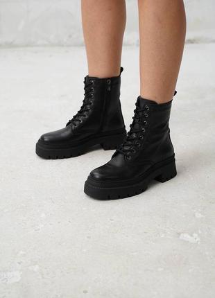 Ботинки демисезонные из натуральной кожи на шнурках туречня