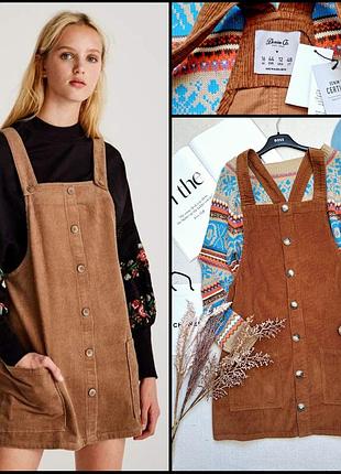 Новый вельветовый сарафан denim co коричневого цвета большой размер кэжуал