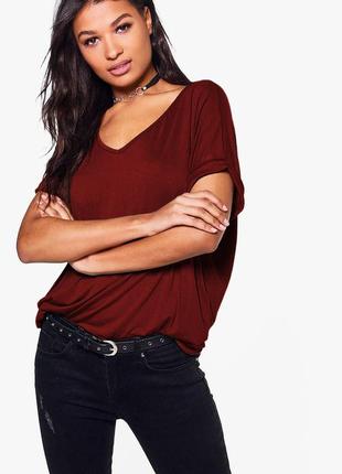 Топ. новий. вільний  unity oversized boyfriend v neck tee. wine red. s-m