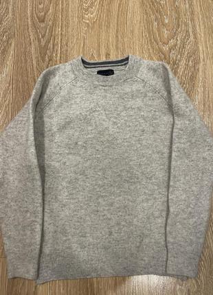 Шерстяной меланжевый пуловер 100% wool серый
