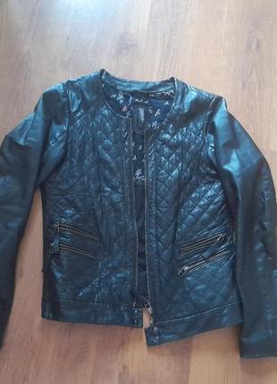 Куртка кожаная винтажная naf naf винтаж р.xxs/xs/s м^ягкая лвйка.