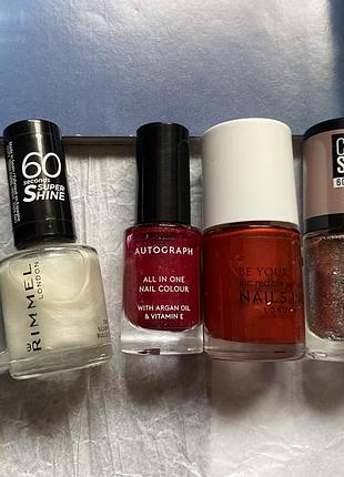 Лот лаків для нігтів  нові 5 шт. ❗️rimmel/ maybelline/ nails inc.
