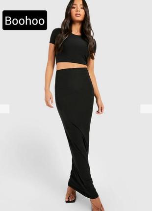 Юбка женская черная макси от бренда boohoo s