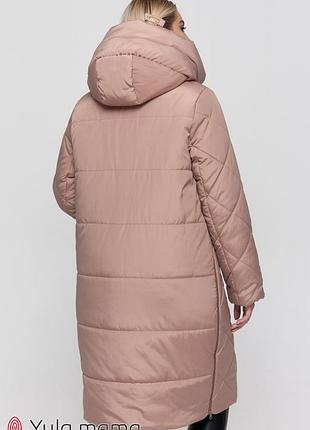 Зимнее пальто для беременных из плащевки с боковыми расширителями3 фото