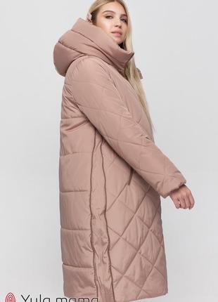 Зимнее пальто для беременных из плащевки с боковыми расширителями2 фото