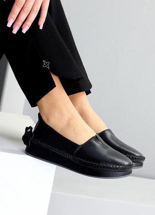 Sale модные кожаные женские черные мокасины весенне осенние слипоны натуральная кожа весна осень