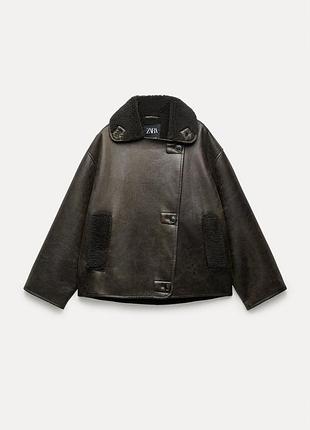 Шоколадная дубленка от бренда zara