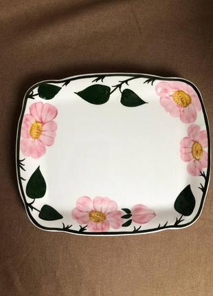 Тарілка прямокутна, для масла, порцелянова від villeroy&boch серія wild-rose. німеччина