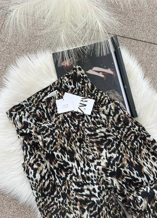 Нові леопардові штани з льону zara брюки лляні віскоза