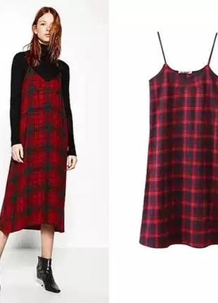 Стильное платье от zara woman в клетку в клетку