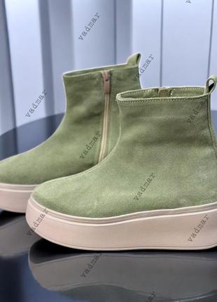 36-41 рр. черевики на платформі натуральна шкіра/замша демі чорні, капучино