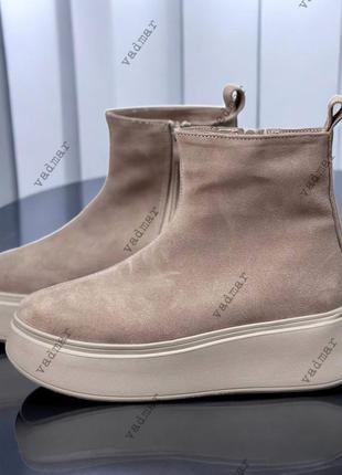 36-41 рр. ботинки на платформе натуральная кожа/замша деми черные, бежевые