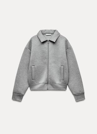 Куртка-бомбер із неопреновим ефектом zara