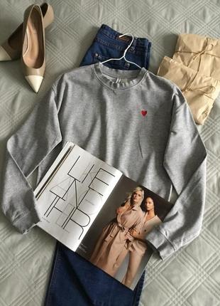 Стильный хлопковый свитшот с вышитым ❤️