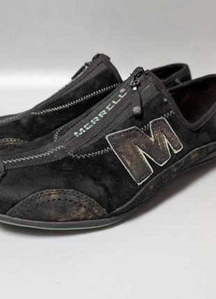 Merrell arabesque leather black/gold women's casual zip up loafers - uk 8.5/ eur -39/устілка 25 см