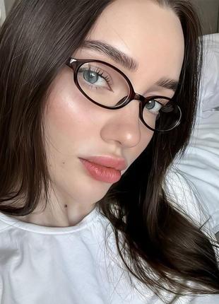 Очки эллипсы y2k office siren у2к овальные черные имиджевые винтаж нулевые байонета miu miu