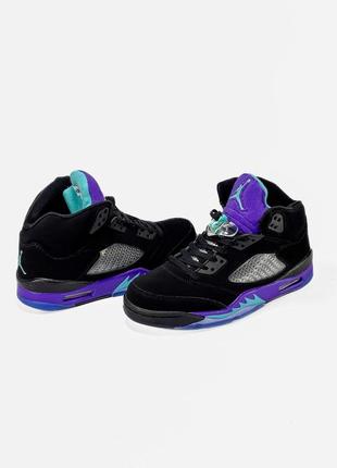 Мужские демисезонные спортивные кроссовки nike air jordan 5 black/purple