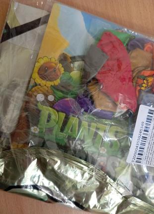 Набір день народження рослини проти зомбі plants vs zombies напис happy birthday кульки прапорці3 фото