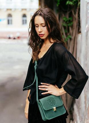 Бохо-сумка лілу смарагд - зелена 2