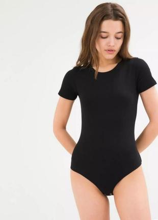 Черное хлопковое боди l/ xl