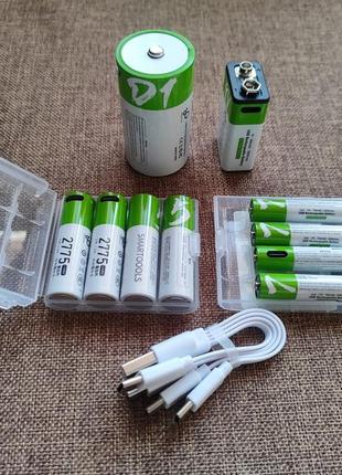 Аккумулятор usb c, smartools aa 2775(2600), aaa 750, крона, d1 (lr20), батарейка