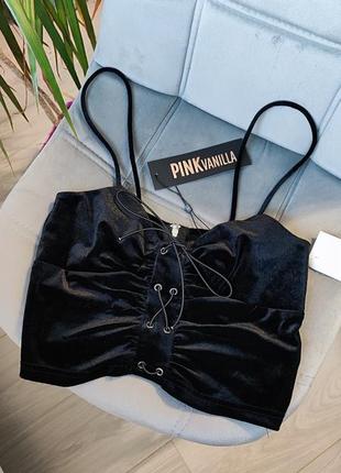 Топ корсетный бархатный со шнуровкой