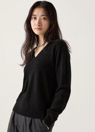Чорний кашеміровий светр uniqlo в'язаний джемпер кофта лонгслів пуловер теплий