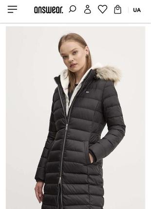 Пухова куртка tommy jeans жіноча колір чорний зимова