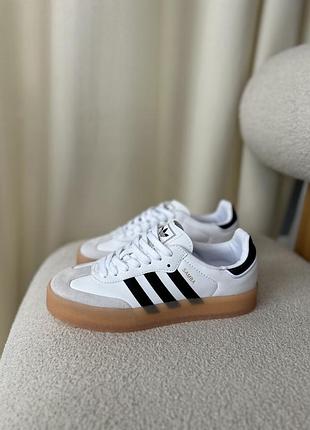 Кроссовки adidas development samba white black gum sole platform