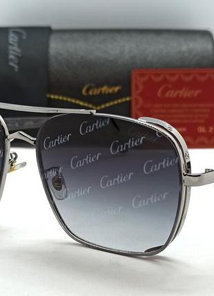 Cartier чоловічі сонцезахисні окуляри модні сірий градієнт з логотипом бренду на лінзах