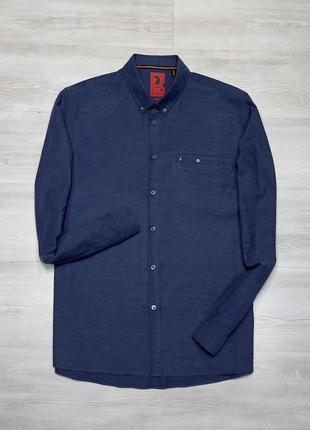 Luke premium фирменная мужская синяя рубашка кэжуал оригинал английская