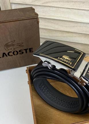 Модний чоловічий шкіряний ремінь крокодил, чорний поясний ремінь lacoste натуральна шкіра