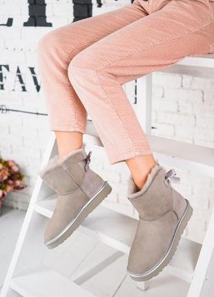 Зимние женские угги ugg mini bailey bow ii серые (мини бейли боу, уггі)