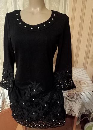 Платье черное ажурное