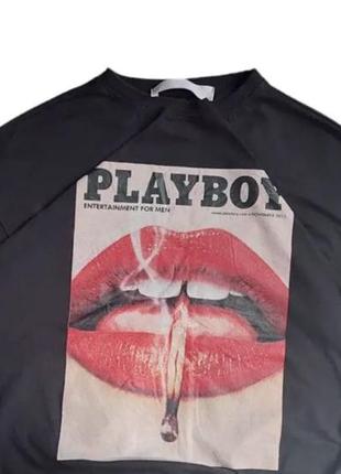 Трендова футболка колаборація playboy/missguided s/m ідеал оверсайз
