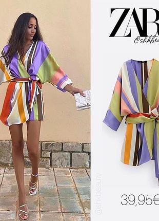 Zara оригинал комбинезон сатиновый пример цветный бохо