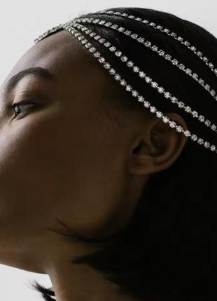 Украшение для волос в восточном стиле, фероньерка, цепочка на волосы тика, стразы на голову