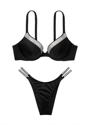 Топ купальник зі стразами victoria's secret чорний купальник shine віктори сикрет